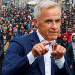 Canadian government's Mark Carney standing in front of dozens of Indian immigrants.
