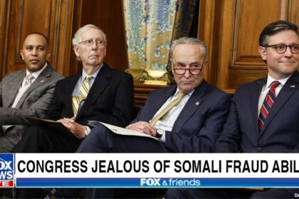 Congress members sitting in a room discussing Somali fraud.