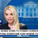 DOJ Attorney General Pam Bondi giving a Fox News interview about Democrat corruption.