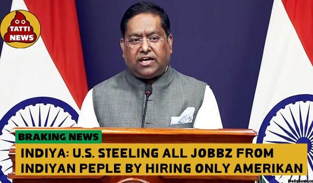 India official giving speech at podium regarding Indian H-1b visas.