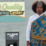 Former Canada Prime Minister Justin Trudeau wearing blackface standing in front of a Somali daycare center in Minnesota.