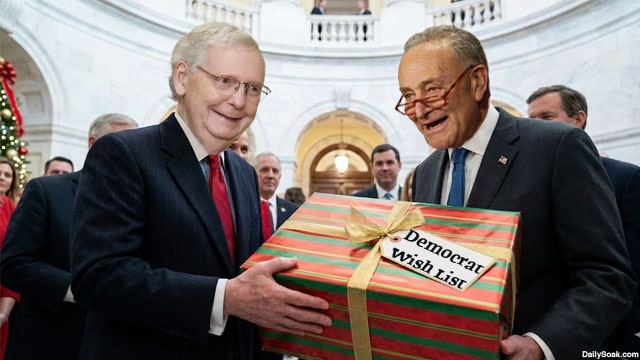 Republicans on stage in Congress giving Democrats a Christmas gift.