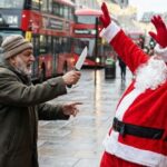 A Pakistani man stabbing Santa Clause on a street in London, UK.
