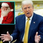 Donald Trump with an insert of Santa Claus.