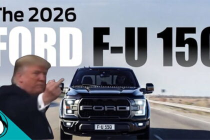 Parody Ford truck commercial with Donald Trump giving middle finger.