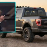 President Donald Trump giving a middle finger to a heckler at a Ford auto plant.