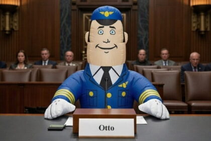 Otto the blow up autopilot from Airplane! sitting in Congress for the Jeffrey Epstein hearings.