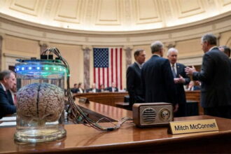 Mitch McConnell and Congress members in Senate.