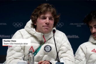 Team USA Olympics athletes giving an interview.