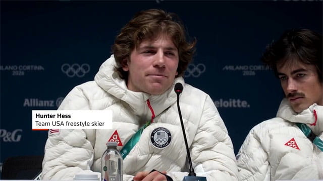 Team USA Olympics athletes giving an interview.