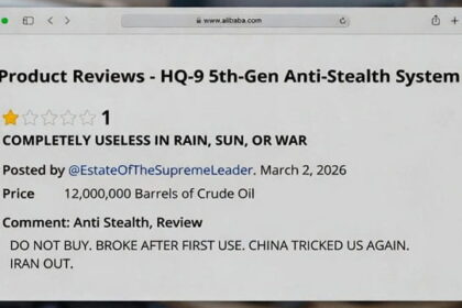 Parody Alibaba review by Iran on webpage,