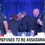 CNN news segment showing President Trump at the attempted assassination at White House Correspondent Dinner.