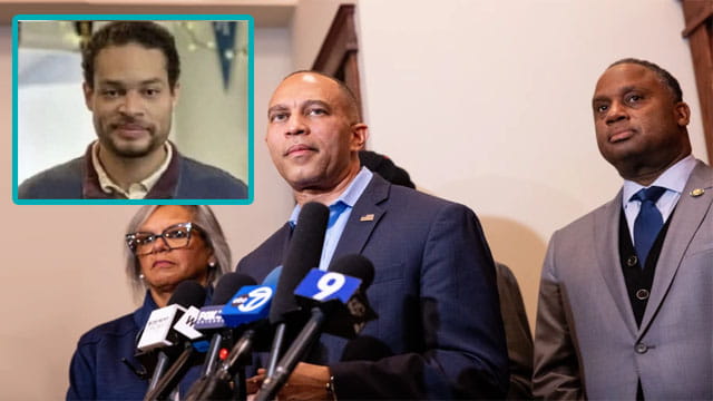 Democrats speaking on stage about Trump assassination attempt.