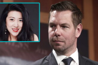Male Congressman Eric Swalwell with Chinese female spy Fang Fang.