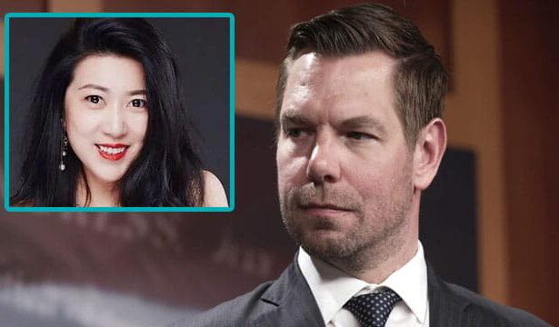Male Congressman Eric Swalwell with Chinese female spy Fang Fang.