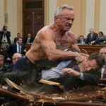 RFK Jr. shirtless slamming a suited Congressman through a table inside of Congressional hearing.