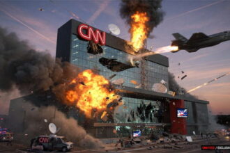 CNN building bombed with airstrikes from President Donald Trump.