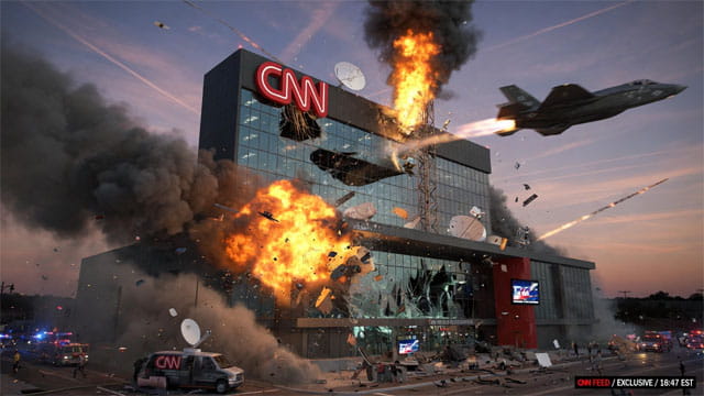 CNN building bombed with airstrikes from President Donald Trump.