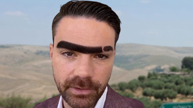 Ben Shapiro in Israel with very large eyebrows.