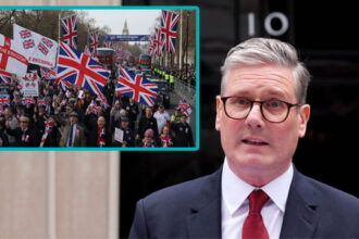 Keir Starmer speaking about the United the Kingdom march.