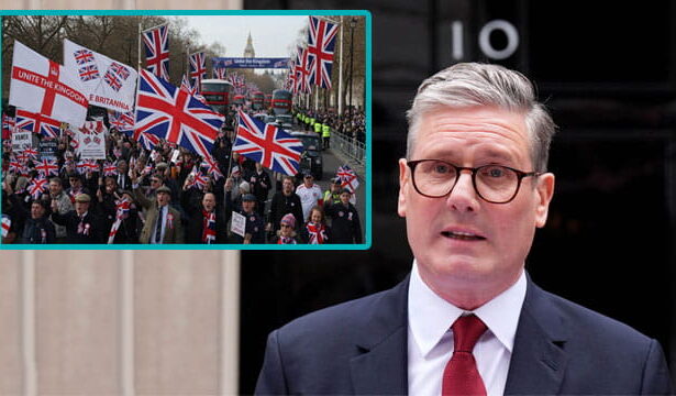Keir Starmer speaking about the United the Kingdom march.