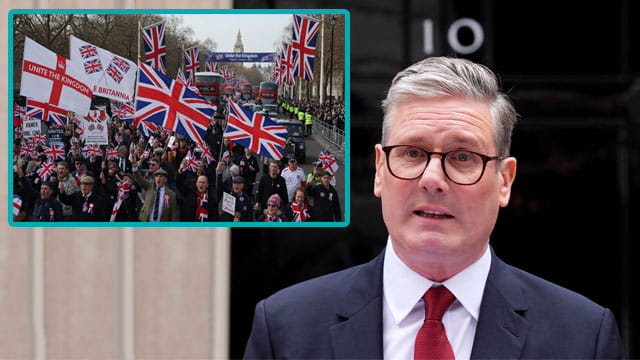 Keir Starmer speaking about the United the Kingdom march.
