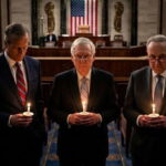 Male RINO Republicans in Congress holding a candlelight vigil inside of Congress.