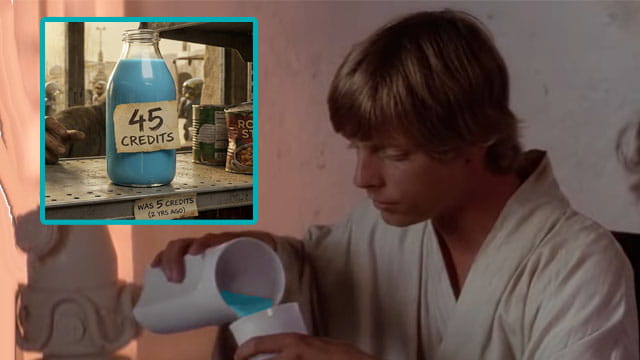 Star Wars Luke Skywalker drinking Galactic Empire blue milk.