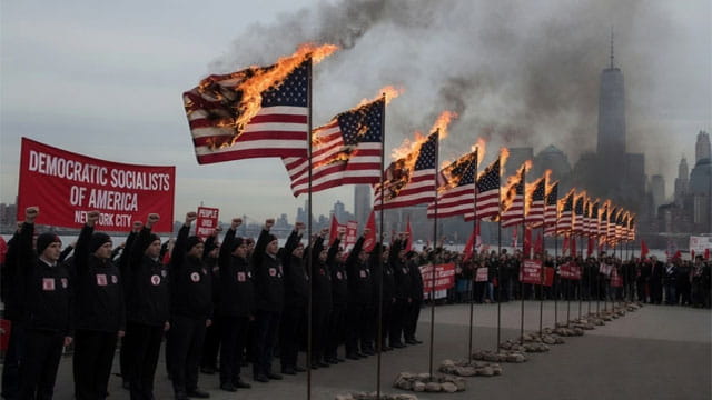 New York Democratic Socialists celebrating a 21 Flag Burning event.