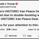 Parody Donald Trump Truth Social post on Iran Peace deal.