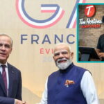 Canada's Mark Carney and India's Modi shaking hands at France G7.