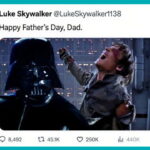 Star Wars Luke Skywalker and Darth Vader parody X post about Father's Day.
