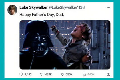 Star Wars Luke Skywalker and Darth Vader parody X post about Father's Day.