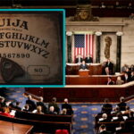 US Congress in session with an inset of a Ouija board.
