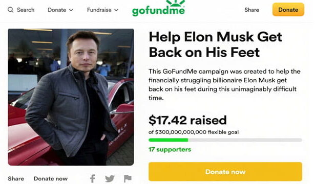 Elon Musk on a GoFundMe account raising money.