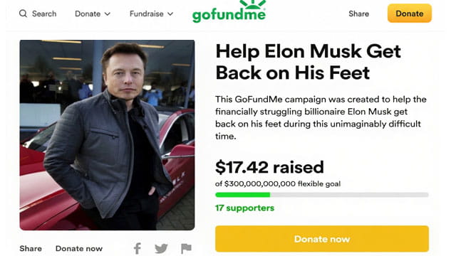 Elon Musk on a GoFundMe account raising money.