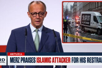 German leader Merz giving a speech on Islamic van terrorist attack.