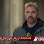 Graham Platner giving an interview regarding sexual assault allegations.