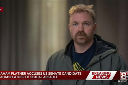 Graham Platner giving an interview regarding sexual assault allegations.