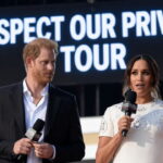 Prince Harry and Meghan Markle Giving a speech on stage.