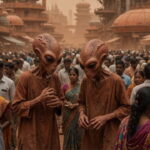 Martians on Mars surrounded by hundreds of Indian immigrants.