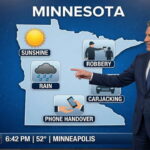 Minnesota weather forecaster doing a news report.