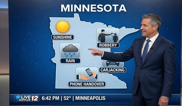 Minnesota weather forecaster doing a news report.