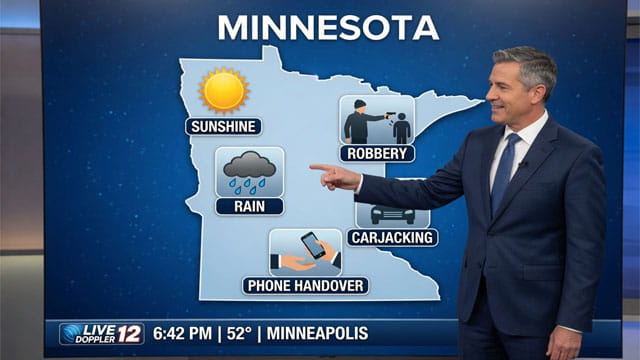 Minnesota weather forecaster doing a news report.