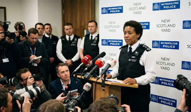 UK police officers giving a press conference on knife crime.