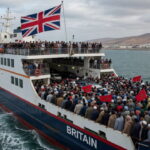 UK ferry ship holding hundreds of Moroccans headed to Britain.
