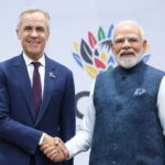 Canada Prime Minister Mark Carney shaking hands with India Prime Minister Modi.