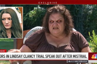 Female Lindsay Clancy jurors giving an interview on news.