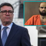 UK Prime Minister Andy Burnham with an insert of Muslim terrorist Nidal Hasan wearing orange jumpsuit.